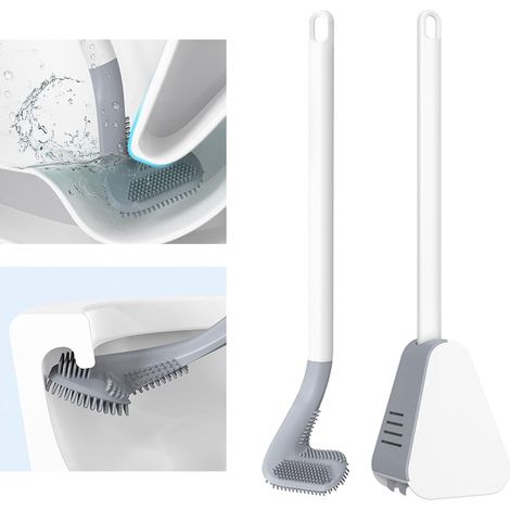 Silikon-Golf-Toilettenbürste mit langem Griff, inklusive Bürstenhalter für das Badezimmer, Weiß