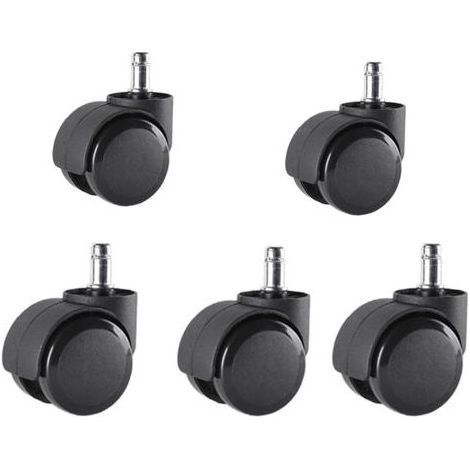 HOXILEELEO - set di 5 rotelle per sedia da ufficio 10 mm x 22 mm Ruote per pavimenti duri fino a 175 kg - Ruote per sedie girevoli - Installazione facile e senza attrezzi (1/5)