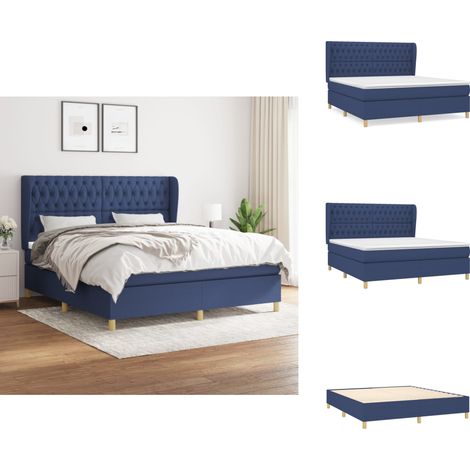 Boxspringbett mit Matratze Blau 180x200 cm Stoff - Boxspringbett - Doppelbett - Schlafsofa - Bettenrahmen - Blau (1/5)