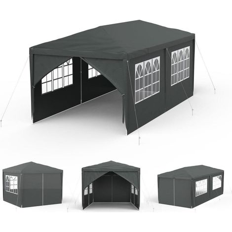 Tonnelle de fête 3x6m imperméable tente de réception avec 6 parois latérales protection UV anthracite (1/5)