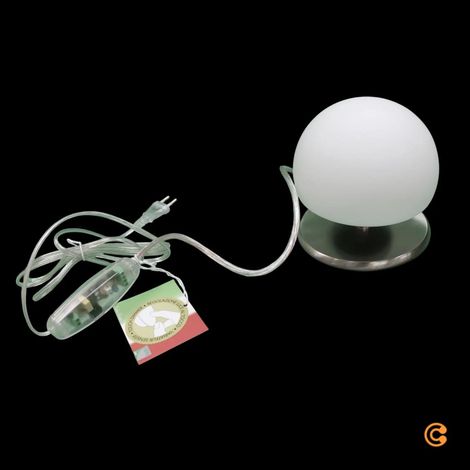 [NEUWERTIG] B-Ware Fabas Luce Tischleuchte Tischlampe Morgana Touchdimmer Weiß Nickel Glas Metall