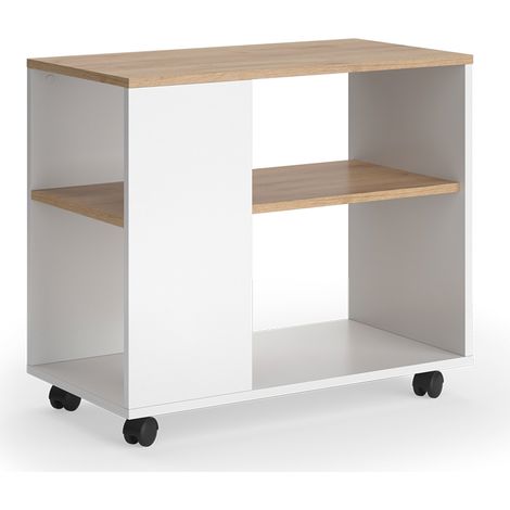 Table basse Marian, Chêne doré/blanc, 70x36.6cm avec roulettes, Vicco (1/5)
