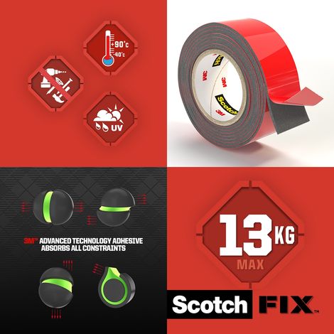 Pack 3M™ & Scotch-FIX™ : Kit demi-masque respiratoire 6002 A2P2 et Ruban de fixation extrême intérieur extérieur bois métal béton (1/4)