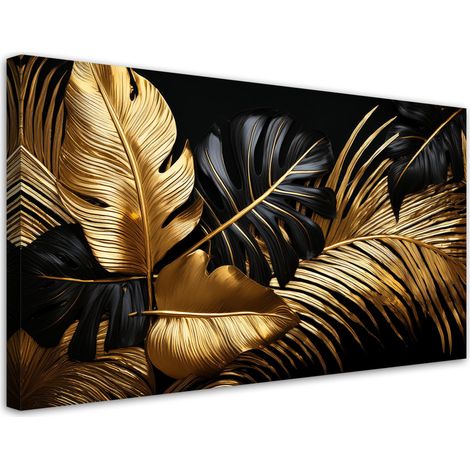 Tableau déco Feuille dorée Glamour Loft 80x40 (1/5)