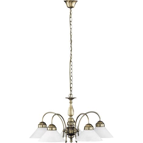 Lampada a sospensione in vetro metallo Marian bronzo / bianco Ø70cm H: 37cm (1/4)
