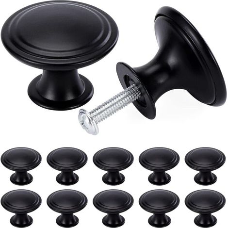 Set mit 24 schicken Schubladengriffen im Vintage-Stil – Küchenschrankgriffe – 30 mm – Rund – Schwarz