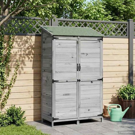 Teenpull – Gartenschuppen Grau 106,5 x 56 x 176 cm Massivholz aus Fichte (1/5)