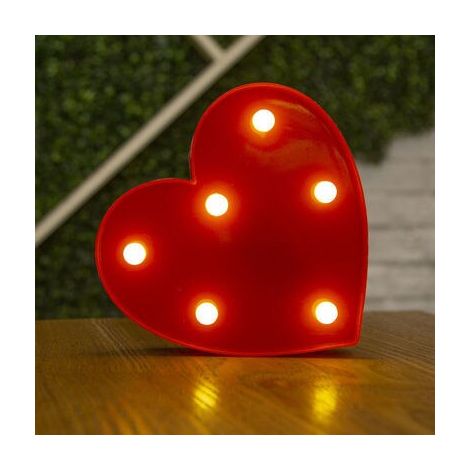 Veilleuse LED en forme de lettres et de chiffres (Cœur rouge), 16 cm. (1/5)