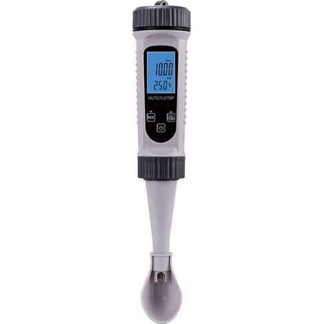 Testeur d'eau numérique 4 en 1 : mesure de la salinité, de la conductivité électrique, de la densité et de la température. Stylo de mesure haute précision pour l'eau potable, les piscines, les aquariu (1/5)