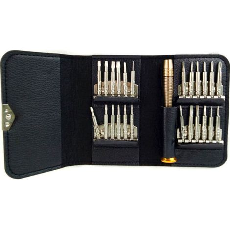 Kit d'outils de réparation de tournevis portable 25-en-1, Tournevis pour ordinateurs MacBook Pro Tablettes PC Portables Montres de téléphone portable Lunettes iPad (1/4)