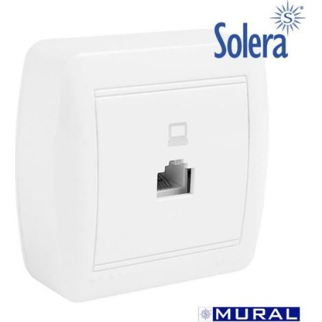 Prise téléphonique - - Rj45 Cat 5E - Murale - Prêt à poser - Plastique blanc (1/3)