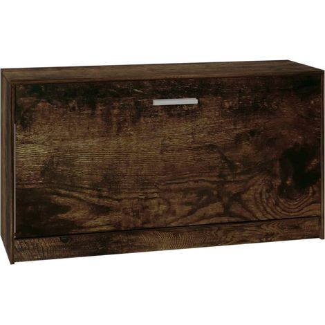 Banc à chaussures bottes commode étagère meuble entrée rangement 80 x 24 x 45 cm bois d'ingénierie marron