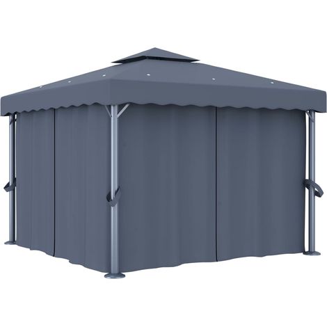 Tonnelle avec rideau 3x3 m Anthracite Aluminium