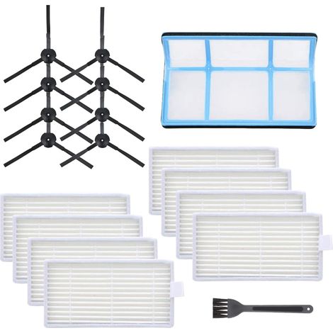 Pièces de rechange pour aspirateur robot ILIFE V3 V3s V5 V5s Pro, kit d'accessoires comprenant un filtre principal, des brosses latérales et 8 filtres pour aspirateur robot (1+8+8) (1/5)