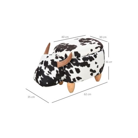 Pouf coffre noir et blanc rembourré, design cochon, avec espace de rangement pour salon et chambre d enfant (1/5)