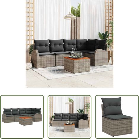 vidaXL Jardin -  Ensemble de canapé de jardin avec stockage 6 pcs Gris polyrotin (1/5)
