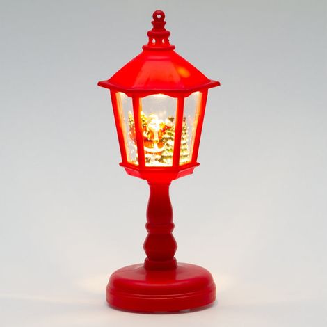Lampioncino Decorativo Plastica 21cm Rosso Led Musica Glitter Peraga Christmas