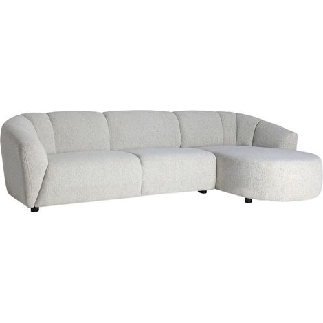 Canapé d angle contemporain en tissu bouclette - blanc effet marbré (1/5)
