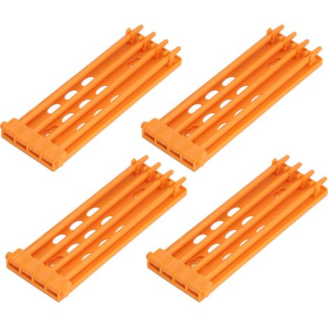 Support pour anneaux de pattes de pigeon (lot de 4), 4 colonnes, grande capacité, fixation murale, plastique résistant et sûr, jaune. (1/5)