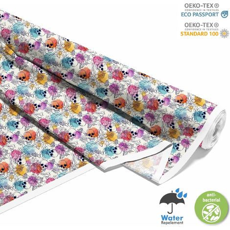Outdoor dekostoffe oxford - Motiv Schädel Knochen Dahlie (1/5)