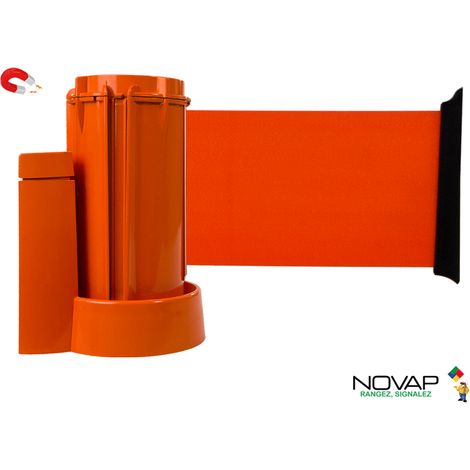 Enrouleur mural magnétique Orange avec sangle Orange 3m x 100mm - 2053723 (1/3)