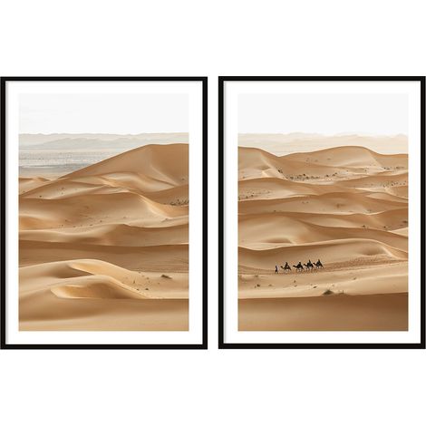 POSTER IMMAGINI IN CORNICE 53x73cm Dittico Set di 2 dipinti Deserto del Sahara P2072 (1/3)