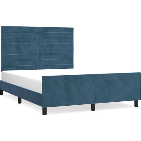 Lit double,Lit adulte,Cadre de lit sans matelas bleu foncé 140x190 cm velours CFW7964144 (1/5)