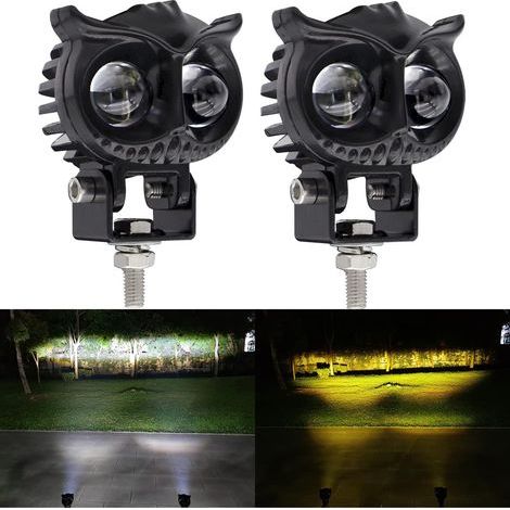 LED Motorcycle Driving Fog Lights Dual Color Amber/White 2pcs 2.6inch Motorcycle Pod Auxiliary Work Lights Suitable for Motorcycle Truck Car ATV SUV Boat (1/5)
