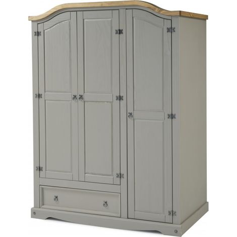 Corona Grey Wax 3 Door 1 Drawer Wardrobe (1/5)