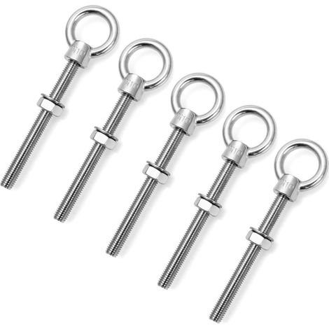 Boulons à œil filetés, Boulon à œil en acier inoxydable avec écrou, M10100mm, 5PCS (1/5)