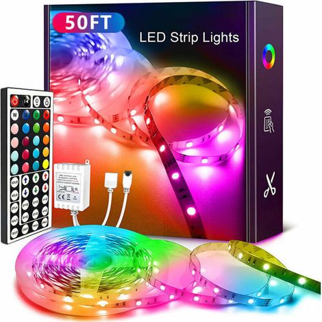 USB LED Strip, 15M 5050RGB Dream Color LED Strip Music TV Backlight, Built-in Microphone and IC, Decorative Light Strip for TV, Mirror, Computer, etc. [Energy Class] (1/4)