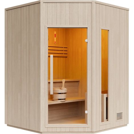 Sauna finlandese angolare con stufa 8KW - 5/6 posti - L180 x P180 x H210 cm - KOTKA (1/5)