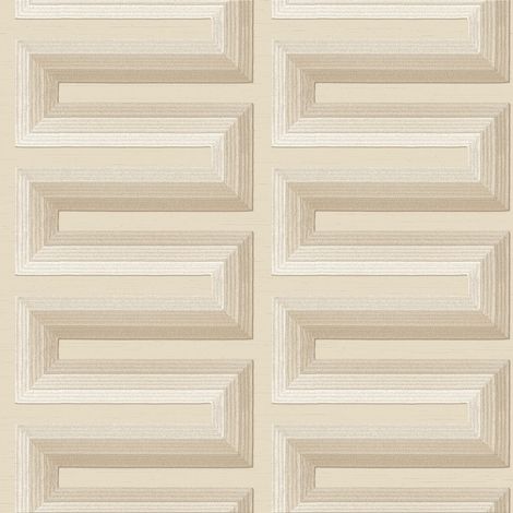 Papier peint 3D Profhome RE521072-DI papier peint intissé gaufré à chaud gaufré avec des figures géométriques brillant ivoire blanc-crème beige nacré 5,33 m2