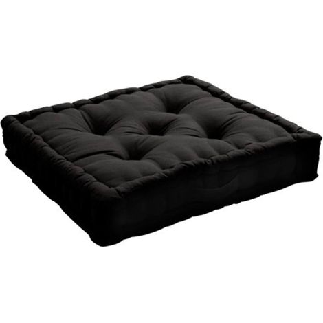 Homemaison – Coussin de sol 50 x 50 cm épaisseur 10 cm – Tissu 100% coton recyclé – Matelassé piqué 5 points – Poignée de déplacement