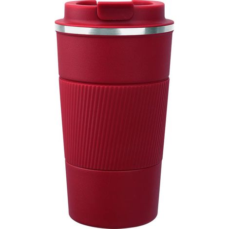 Gobelet Isotherme en Acier Inoxydable 510 ml, Tasse à Café avec Couvercle Anti-Fuite, Mug de Voyage pour Boissons Chaudes et Froides, Idéal Thé et Café, Rouge (1/5)