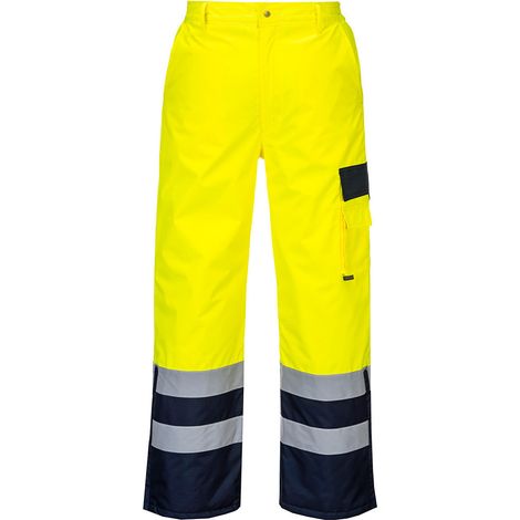 Pantalon Haute Visibilité Multipoche Portwest Doublé Contraste Jaune / Marine L. (1/2)