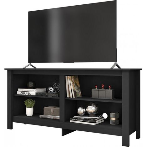 Meuble TV 65 Pouces Noir 4 Niches L 148 H 69.5 P 38.5 cm (1/5)