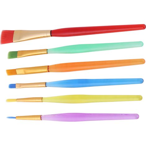 Lot de 6 pinceaux à aquarelle en nylon coloré pour enfants (1/5)