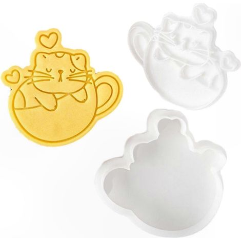 Emporte-pièces Saint-Valentin en forme de chat, moules à biscuits en plastique pour pâtisserie, kit de découpe pour gâteaux maison, ustensiles de cuisine créatifs, lot de décors festifs. (1/5)