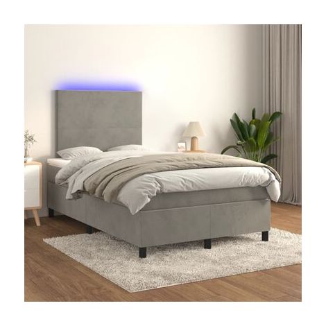 Sommier Snowco, matelas LED gris clair, 120 × 190 cm, éclairage led d’ambiance, pour chambre, confort quotidien, assemblage rapide (1/5)