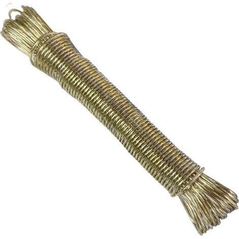 Corde à linge extérieure robuste, 3 mm x 20 m, âme en acier étanche, idéale pour le jardin et les voyages.