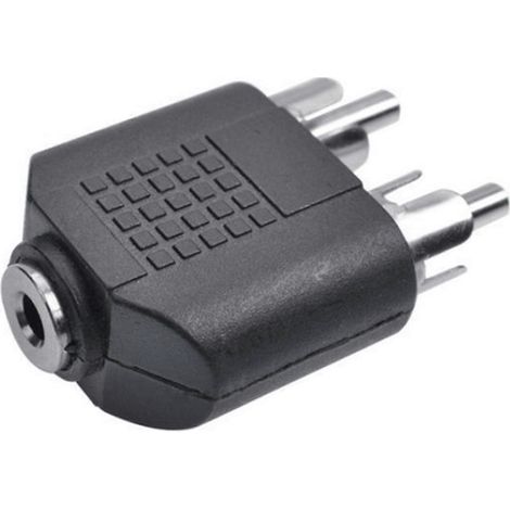 Adaptateur audio convertisseur 3,5 mm vers 2 RCA double canal, idéal pour connecter smartphones et tablettes à la sortie home cinéma, plusieurs options et couleurs disponibles. (1/5)