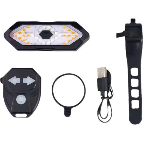 Feu arrière de vélo avec clignotant - étanche - télécommande - rechargeable par USB (1/5)