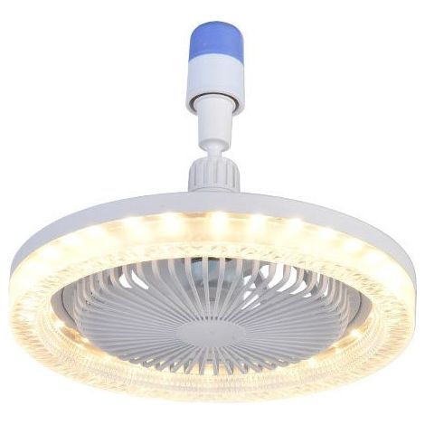 Ventilateur-luminaire télécommandé sur douille — Ventilateur de plafond pour douilles à vis E26/E27, 3 vitesses, Blanc (1/5)