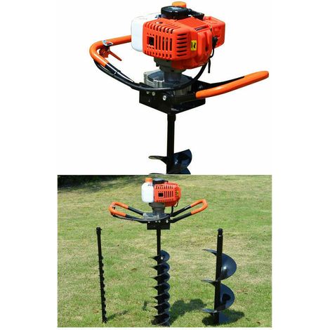71CC Benzin-Erdbohrer Gartenerdbohrer Erdlochbohrer Erdbohrgerät mit 3 Bohrer Satz Pfahlbohrer Pfostenbohrer Erdbohrer (+4/6/8Bohrer) (1/5)