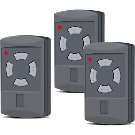 Hörmann Lot de 3 émetteurs manuels de remplacement pour porte de garage Hörmann 40,685 MHz 4 canaux compatibles avec HS2-40, HS4-40, HSE2-40, HSE4-40, HSM2-40, HSM4-40, bouton gris (1/4)