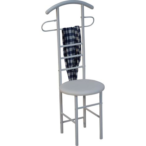 Chaise de chambre / valet de nuit portant en acier et MDF blanc MED05098