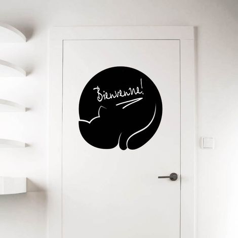 Sticker ardoise tableau noir - stickers muraux adhésif effaçable - CHAT - 35x35cm (1/3)