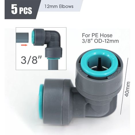 Coude Mx12 mm (1/4", 3/8", 1/2") - Raccord rapide pour tuyau d'arrosage PE de diamètre extérieur 16 mm, 12 mm et 6 mm - Raccords pour système d'irrigation (1/5)