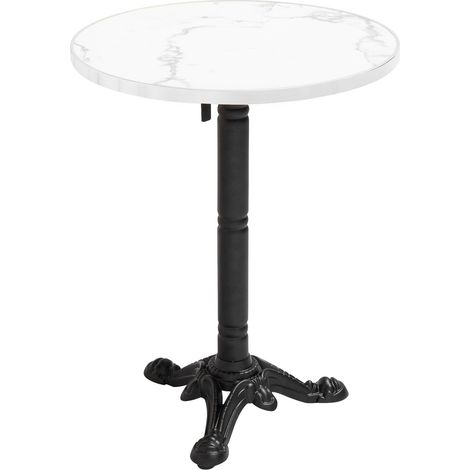 Table à mange ronde 60 cm inclinable marbre blanc/argent et pied noir